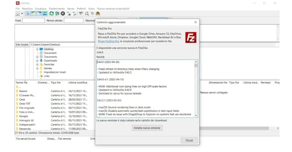 FileZilla download Italiano